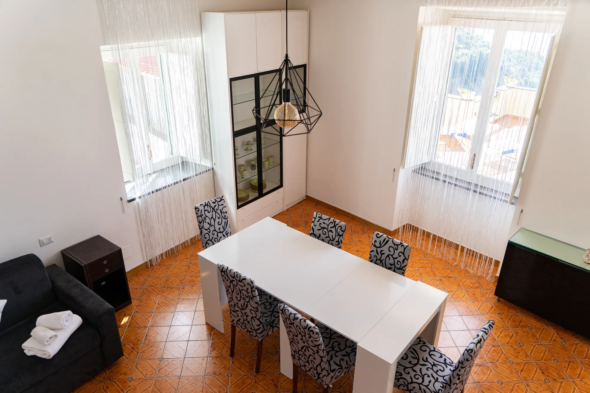 Dining area photographed from above to show the room layout - interior photography on the Amalfi Coast by Cinereo