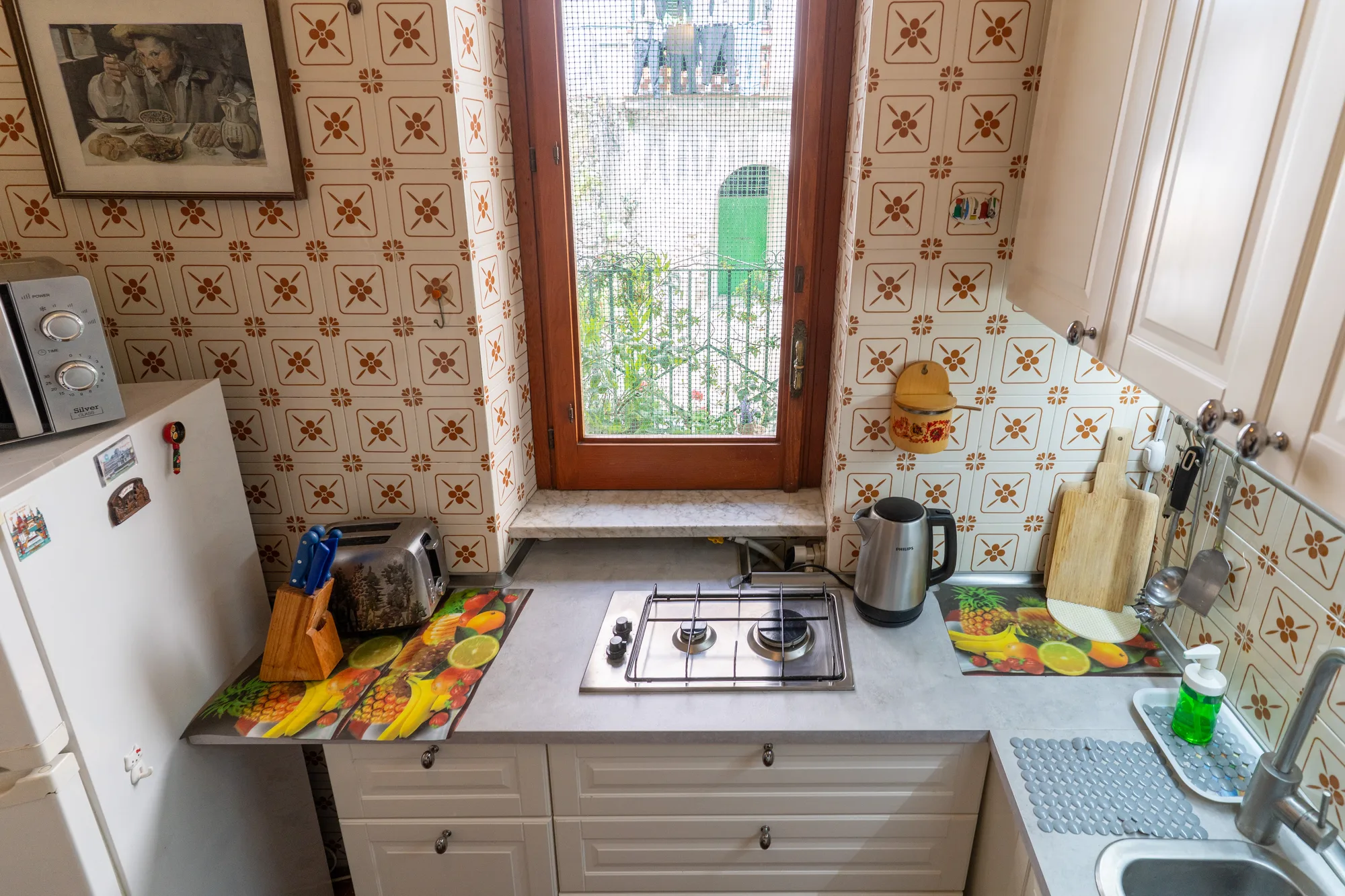 High angle view of the small kitchen layout - interior photography on the Amalfi Coast by Cinereo