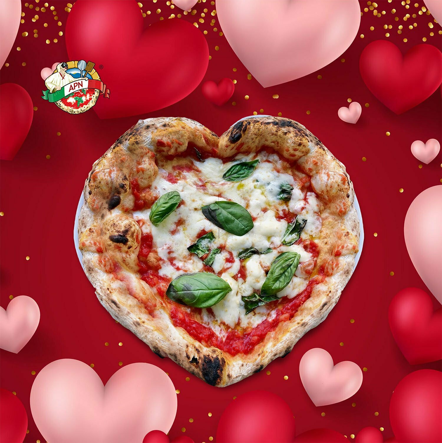 To st. Valentine with a pizza heart